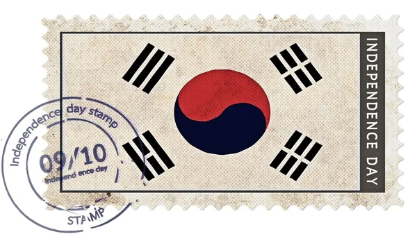 Korea South flagga på stämpla självständighetsdagen med datum pump — Stockfoto