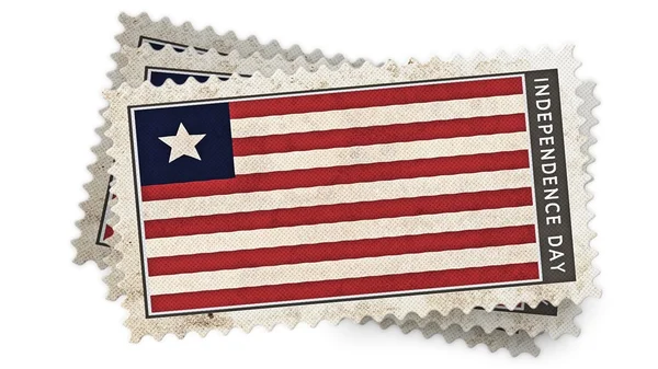 利比里亚国旗邮票独立日是覆盖 — 图库照片