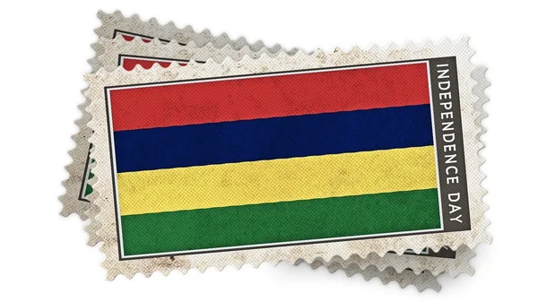 Mauritius bandera en el día de la independencia del sello se superpone — Foto de Stock