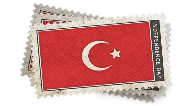 Turkiet flagga på stämpel självständighetsdagen är overlay — Stockfoto