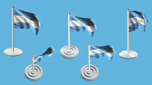 Bandeiras argentina com pino branco definir várias visualizações — Fotografia de Stock