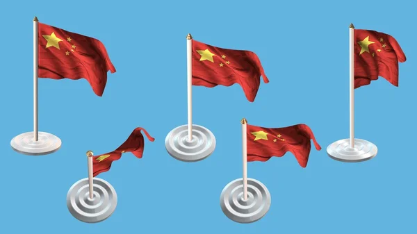 China vlaggen met witte pin instellen meerdere weergaven — Stockfoto