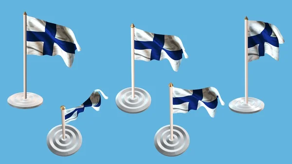 Φινλανδία σημαίες με λευκό pin που πολλαπλών προβολών — Φωτογραφία Αρχείου
