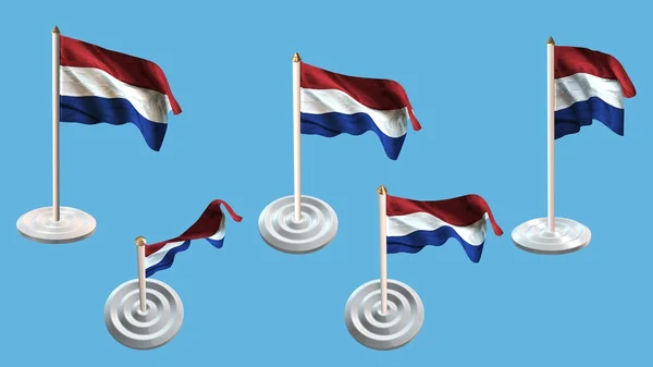 Bandiere dei paesi bassi con pin bianco impostare più viste — Foto Stock