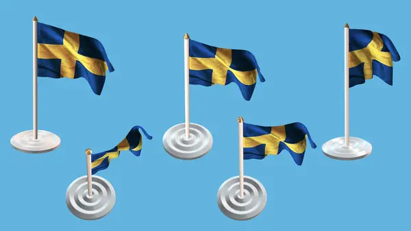Σουηδία σημαίες με λευκό pin που πολλαπλών προβολών — Φωτογραφία Αρχείου