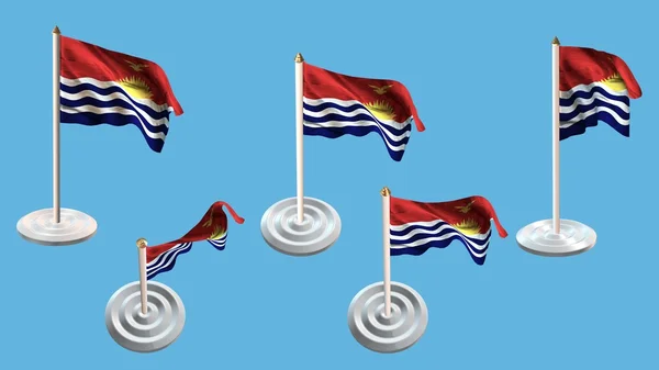 Kiribati-Flaggen mit weißer Nadel setzen mehrere Ansichten — Stockfoto