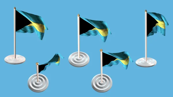 Bandiere bahamas con pin bianco impostare più viste — Foto Stock