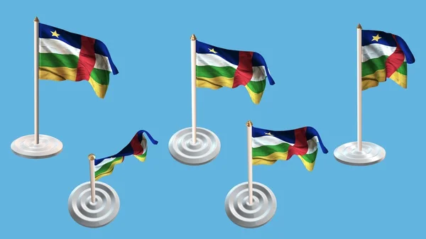 Centralafrikanska republiken flaggor med vita stift anges flera vyer — Stockfoto