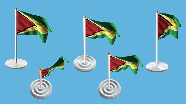 Гайянський прапори з білим закріпити встановити вигляди — стокове фото