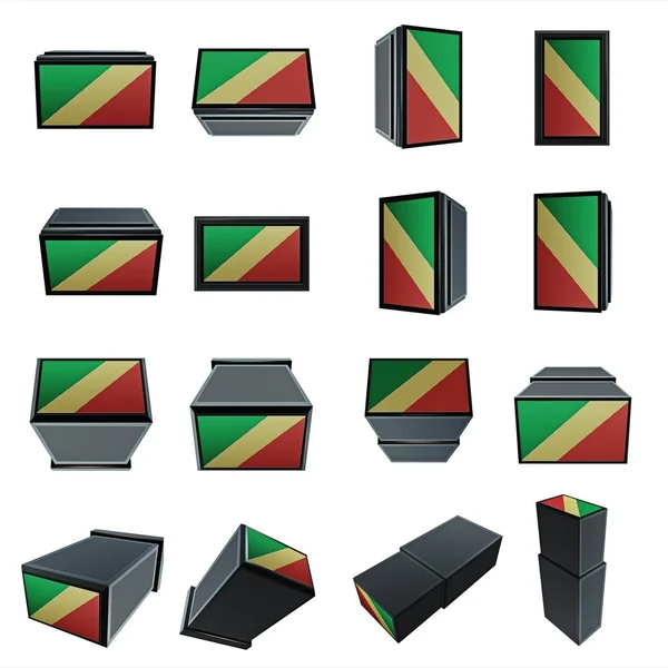 Republiek congo vlaggen 3D-Box met mesh textuur — Stockfoto
