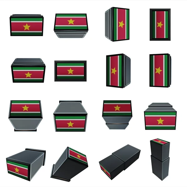 Banderas de surinam 3D Caja con textura de malla — Foto de Stock