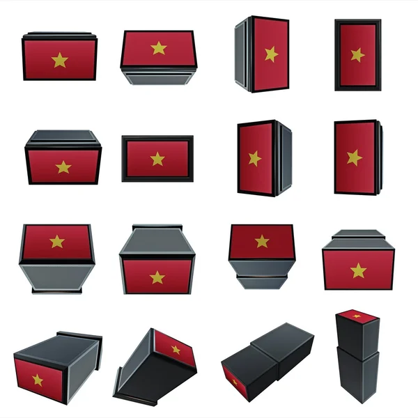 stock image vietnam flags 3D Box with  mesh texture