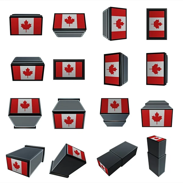 Kanada Flaggen 3D-Box mit Mesh-Textur — Stockfoto