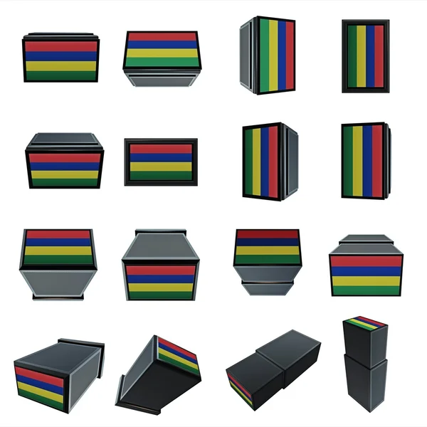 Mauritius vlaggen 3D-Box met mesh textuur — Stockfoto