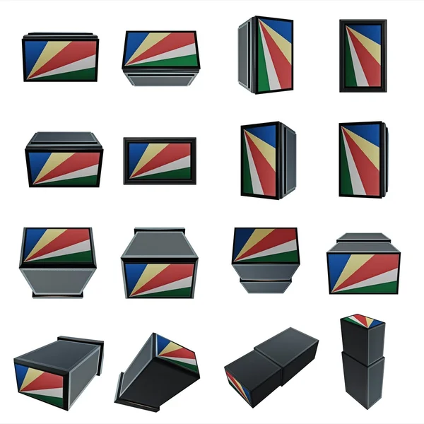 Seychellen vlaggen 3D-Box met mesh textuur — Stockfoto