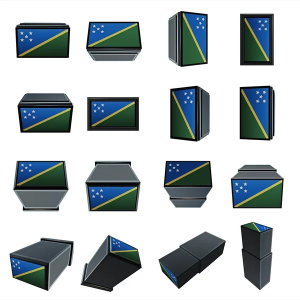 Solomon Islands Flaggen 3D Box mit Mesh-Textur — Stockfoto