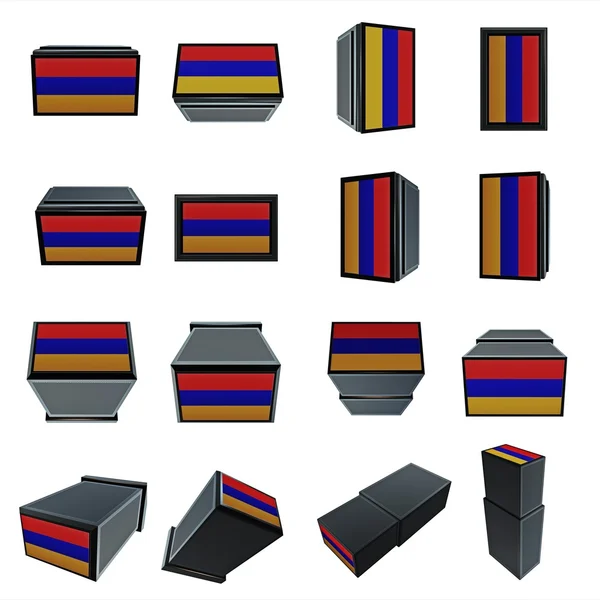 Armenië vlaggen 3D-Box met mesh textuur — Stockfoto