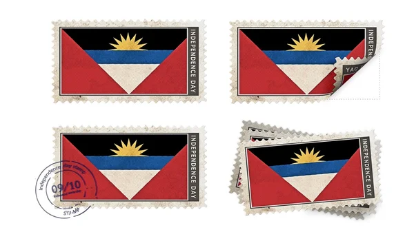 Antigua and barbuda  flag on stamp independence day set — Stock Photo, Image
