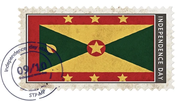 Grenada flag on stamp independence day with date pump — Stock Photo, Image