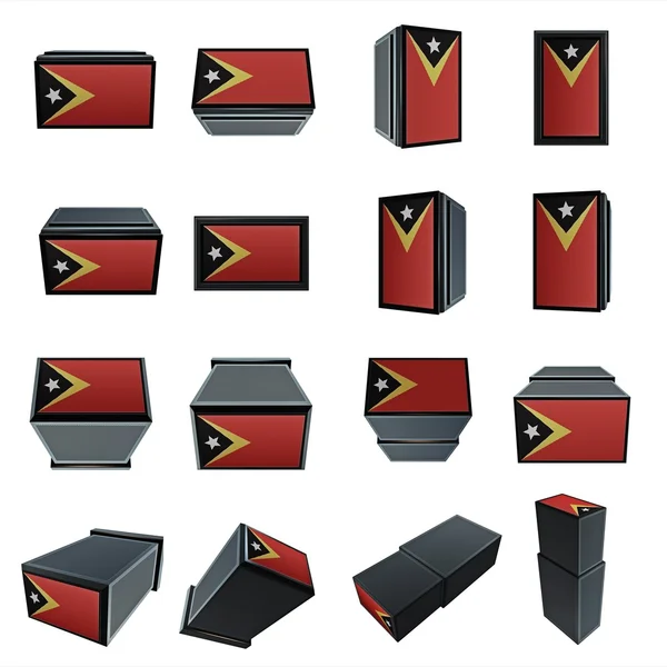 East timor flags 3D Box with  mesh texture — Stock Photo, Image