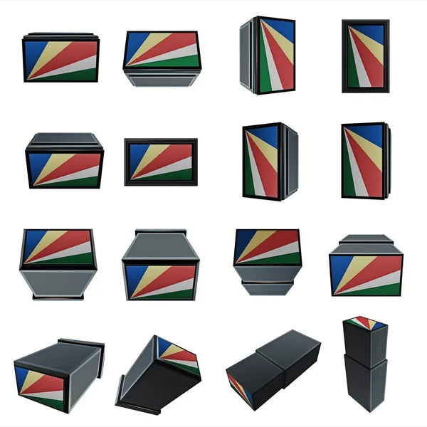 Seychelles flags 3D Box with  mesh texture — Stock Photo, Image