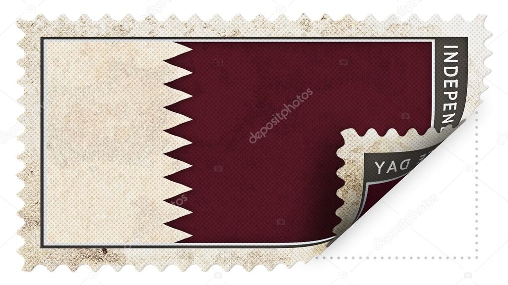 qatar flag on stamp independence day be ajar