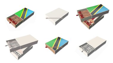 Tanzanya bayrakları doku 3d kibrit kutusu sette