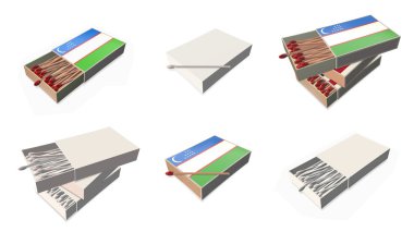 Özbekistan bayrakları doku 3d kibrit kutusu sette