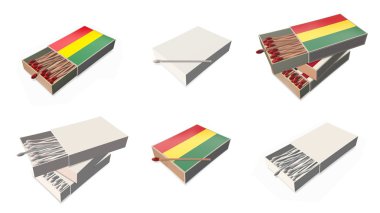 Bolivya bayrakları doku 3d kibrit kutusu sette