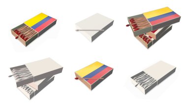 Kolombiya bayrakları doku 3d kibrit kutusu sette