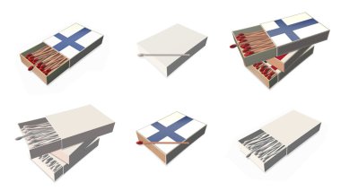 Finlandiya bayrak doku 3d kibrit kutusu sette