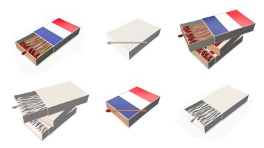 Fransa bayrakları doku 3d kibrit kutusu sette