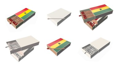 Gana bayrakları doku 3d kibrit kutusu sette