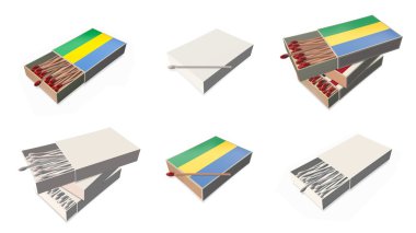 Gabon bayrakları doku 3d kibrit kutusu sette