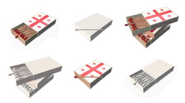 Gürcistan bayrakları doku 3d kibrit kutusu sette