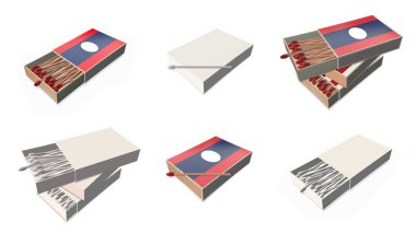 Laos bayrağı doku 3d kibrit kutusu sette