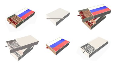 Rusya bayraklarını doku 3d kibrit kutusu sette