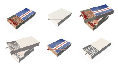 Cape verde bayrakları doku 3d kibrit kutusu sette