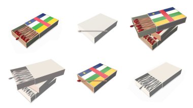 Orta Afrika Cumhuriyeti bayrakları doku 3d kibrit kutusu sette