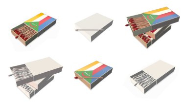 Komor bayrağı doku 3d kibrit kutusu sette