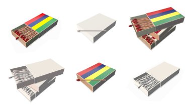 Mauritius bayrakları doku 3d kibrit kutusu sette