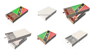 St kitts ve nevis bayrakları doku 3d kibrit kutusu sette