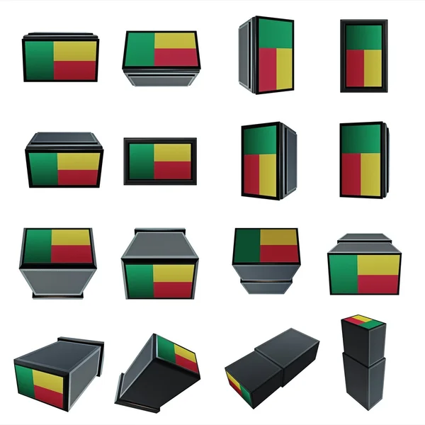 Benin vlaggen 3D-Box met mesh textuur — Stockfoto