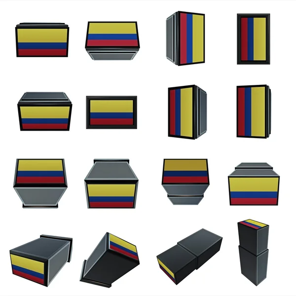 Colombia vlaggen 3D-Box met mesh textuur — Stockfoto