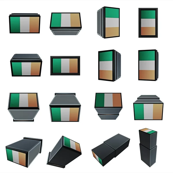 Ierland vlaggen 3D-Box met mesh textuur — Stockfoto