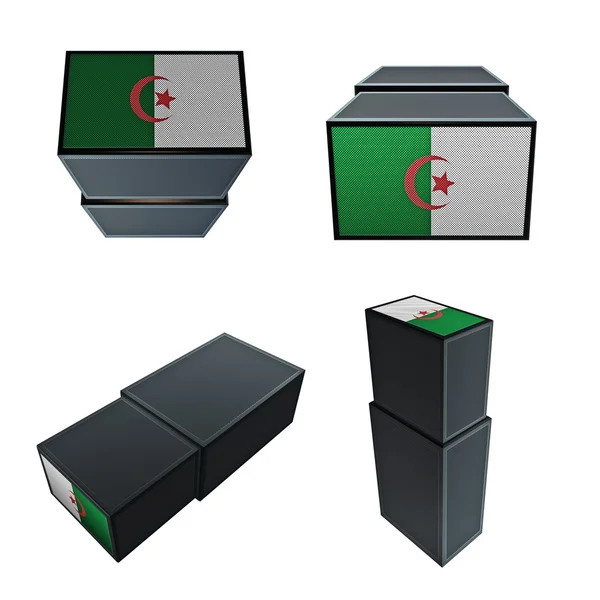 4 in 1 Cezayir bayrakları 3d kutusu büyük boyutu ayarla — Stok fotoğraf