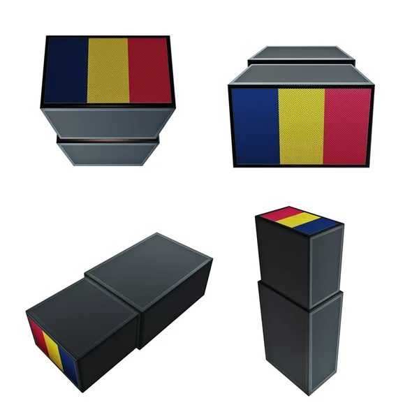 Tchad flaggor på 3d Box stor storlek anges 4 i 1 — Stockfoto