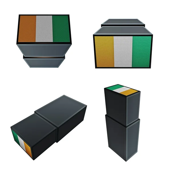 Cote d'ivoire flaggor på 3d Box stor storlek anges 4 i 1 — Stockfoto
