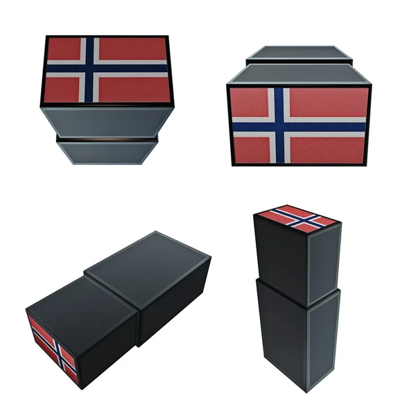 Noorwegen vlaggen op 3D-vak grote grootte ingesteld 4 in 1 — Stockfoto