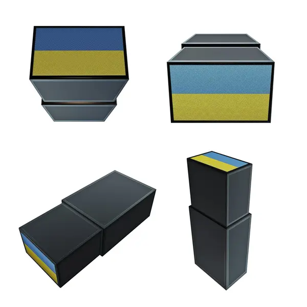 Флаги Украины на 3D Box большой размер набора 4 в 1 — стоковое фото